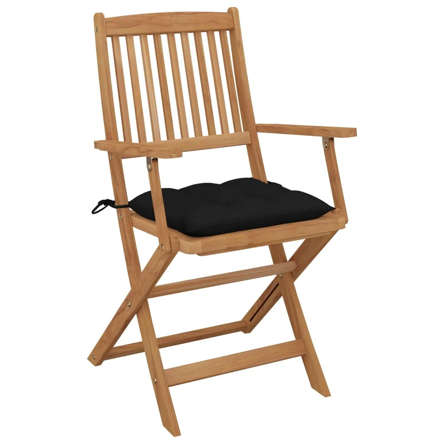 Chaises pliables de jardin lot de 8 avec coussins Bois d'acacia - 3