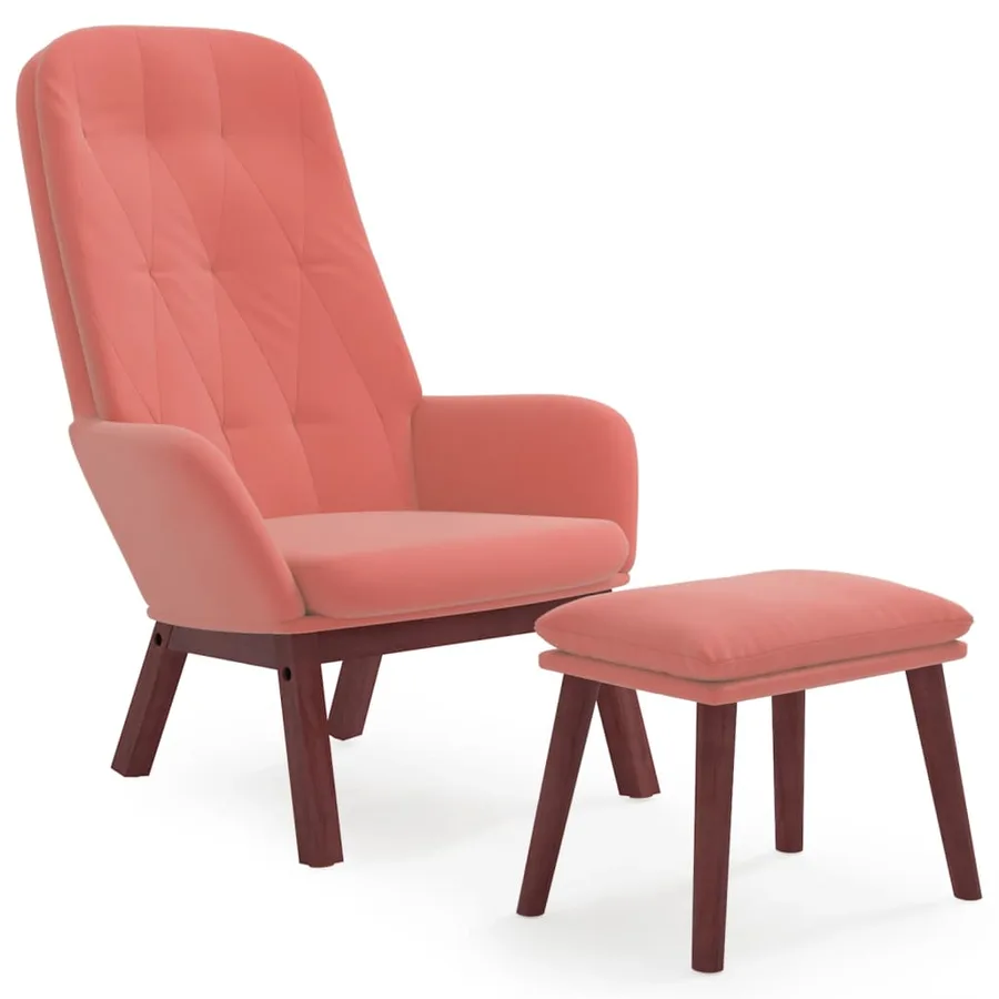Chaise de relaxation avec repose-pied Rose Velours - 2