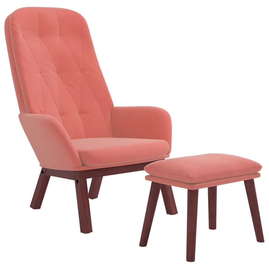 Chaise de relaxation avec repose-pied Rose Velours - 3
