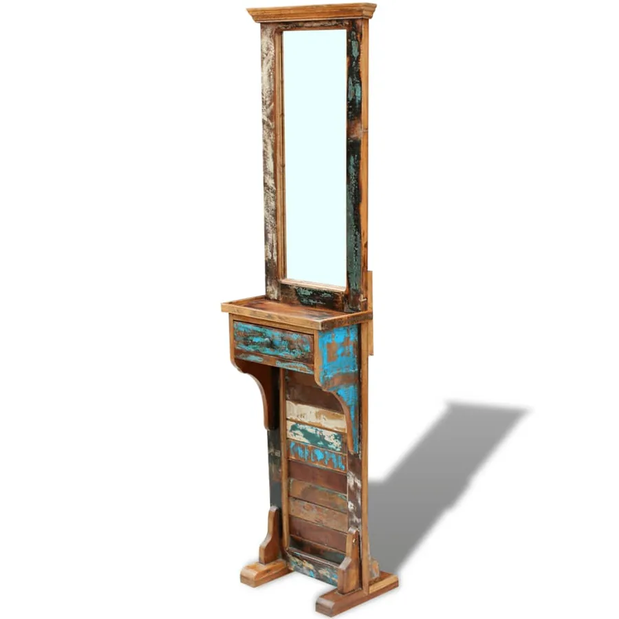 Miroir de couloir bois de récupération massif 47x23x180 cm - 2