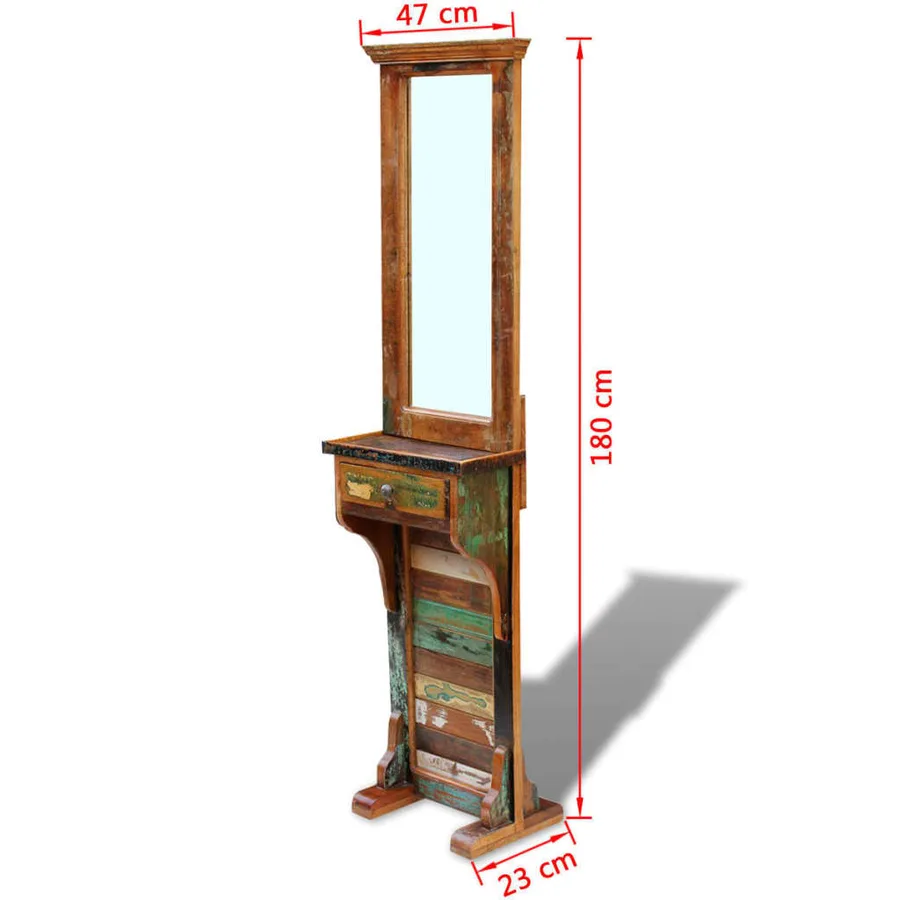 Miroir de couloir bois de récupération massif 47x23x180 cm - 9