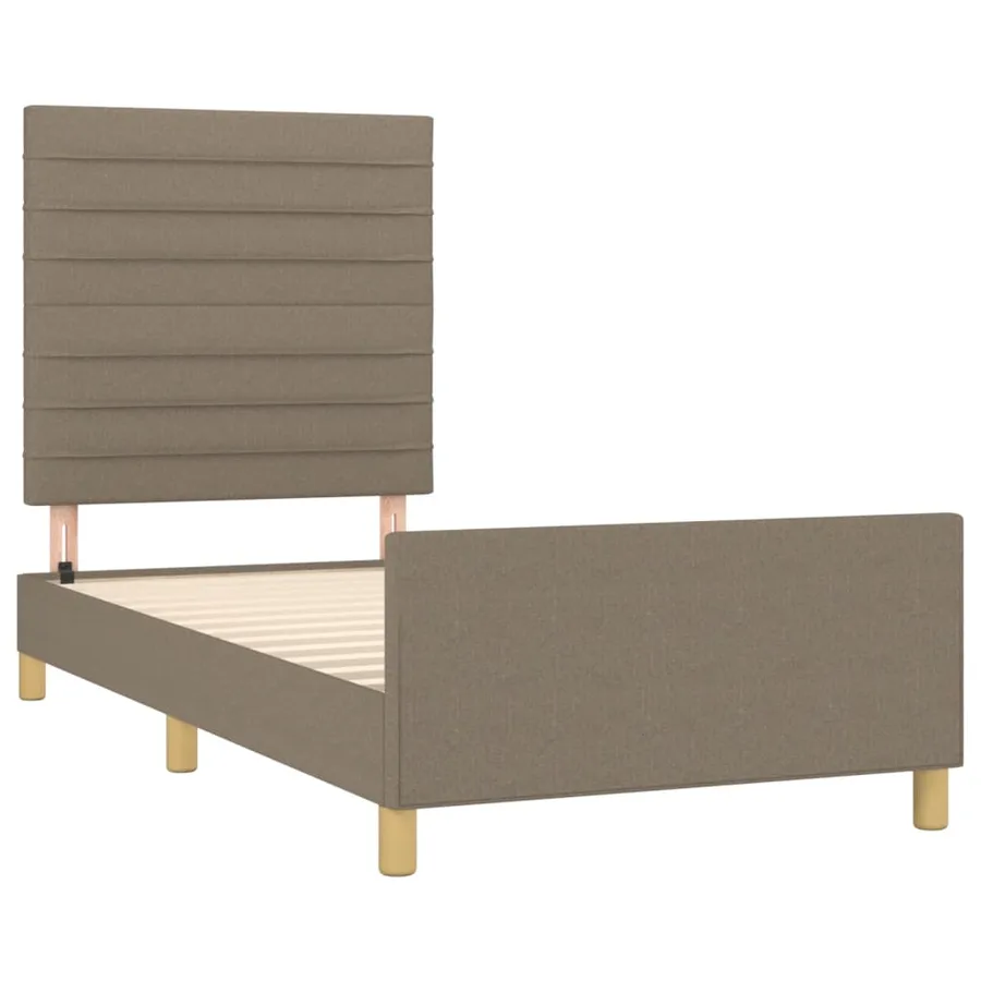 Cadre de lit sans matelas taupe 90x190 cm tissu - 4