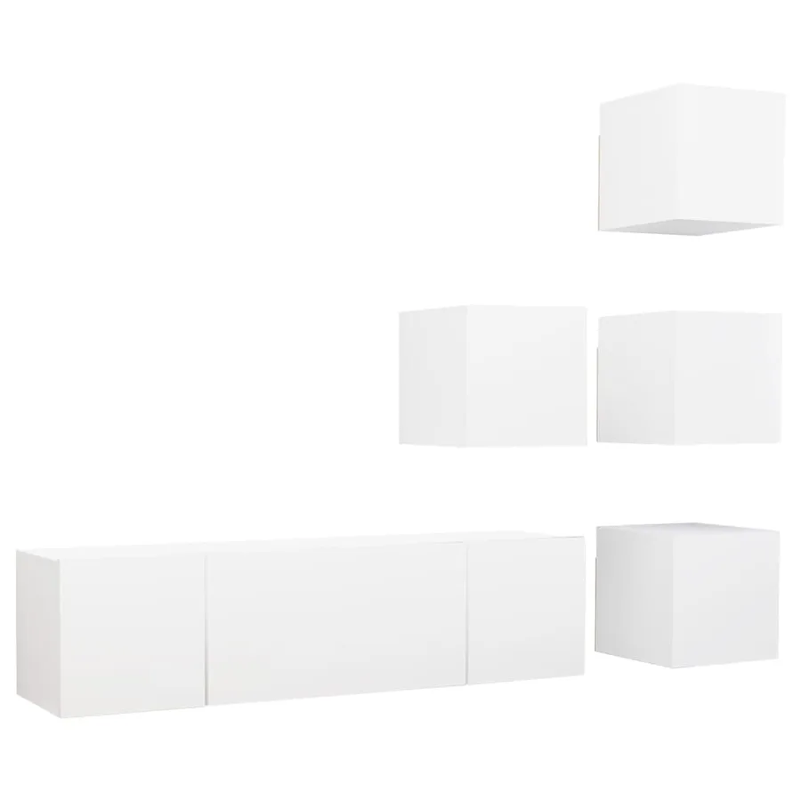 Ensemble de meubles TV 6 pcs Blanc Bois d'ingénierie - 2