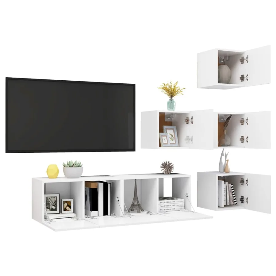 Ensemble de meubles TV 6 pcs Blanc Bois d'ingénierie - 5