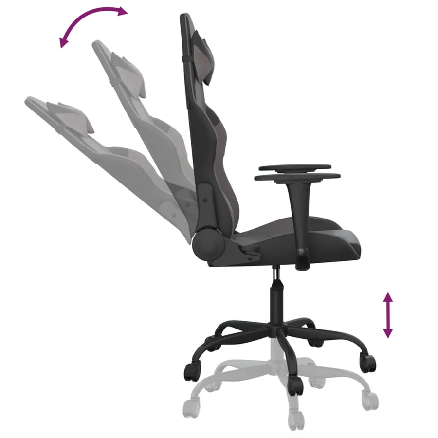 Chaise de jeu de massage Noir et gris Similicuir - 6