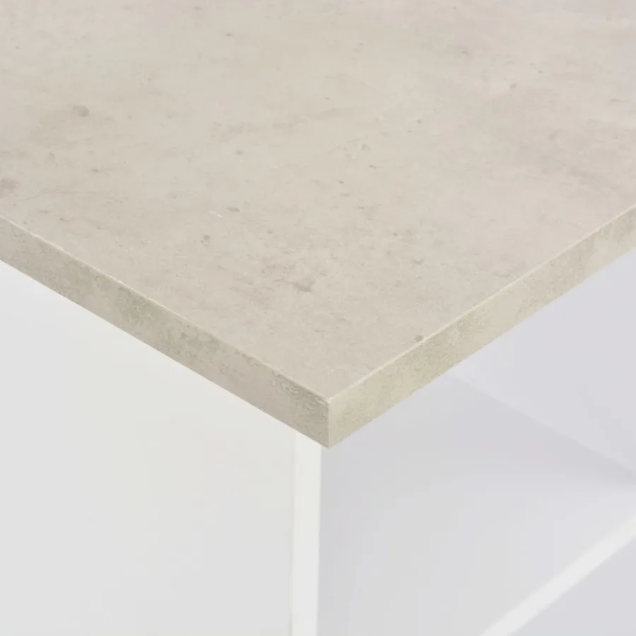 Table de bar Blanc et béton 60x60x110 cm - 4