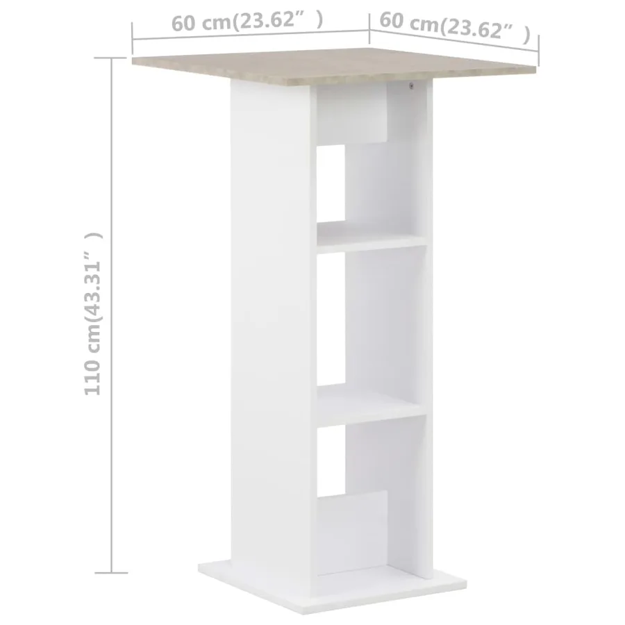 Table de bar Blanc et béton 60x60x110 cm - 6