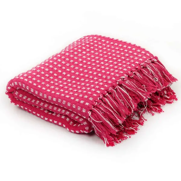Couverture coton à carreaux 160x210 cm Rose