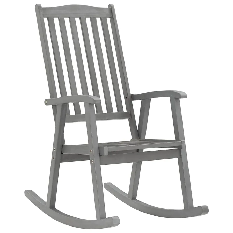 Chaise à bascule avec coussins Gris Bois d'acacia massif - 2