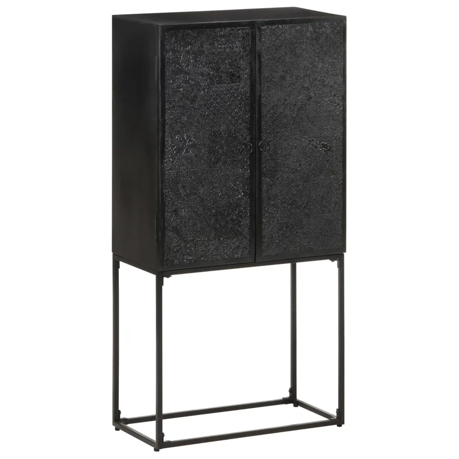 Buffet Noir 60x30x120 cm Bois massif d'acacia et de manguier - 10