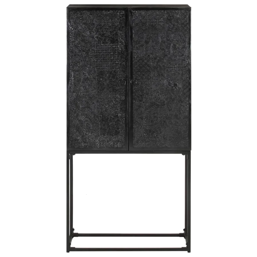 Buffet Noir 60x30x120 cm Bois massif d'acacia et de manguier - 3