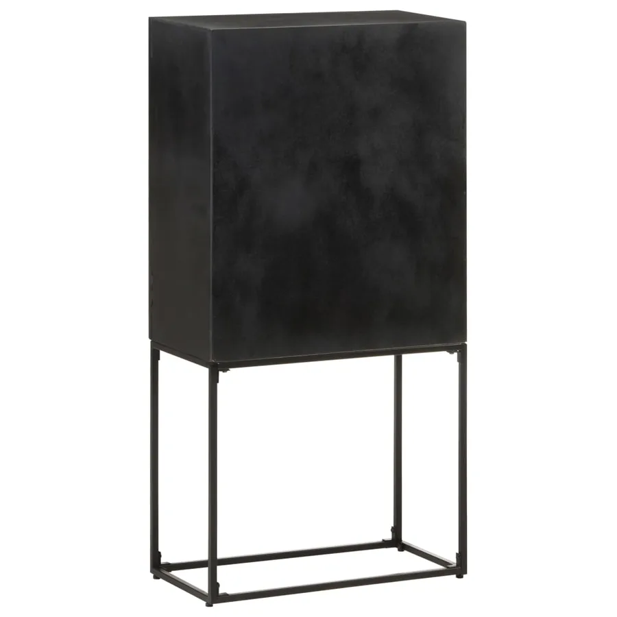 Buffet Noir 60x30x120 cm Bois massif d'acacia et de manguier - 4