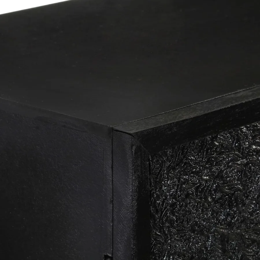 Buffet Noir 60x30x120 cm Bois massif d'acacia et de manguier - 5