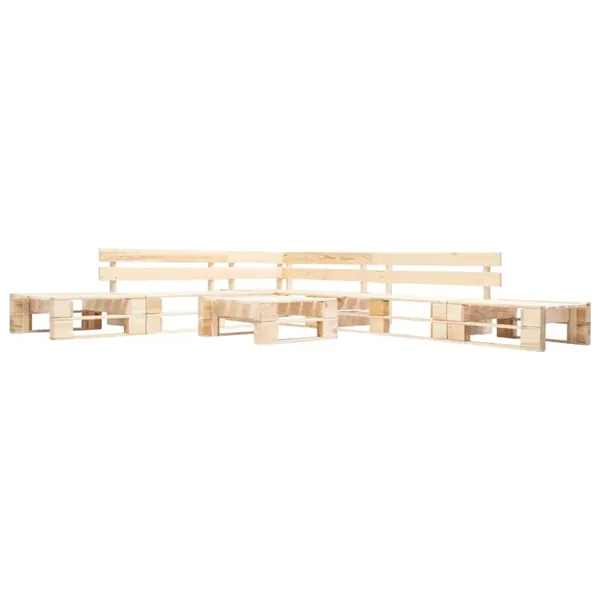 Salon de jardin palette 6 pcs naturel bois