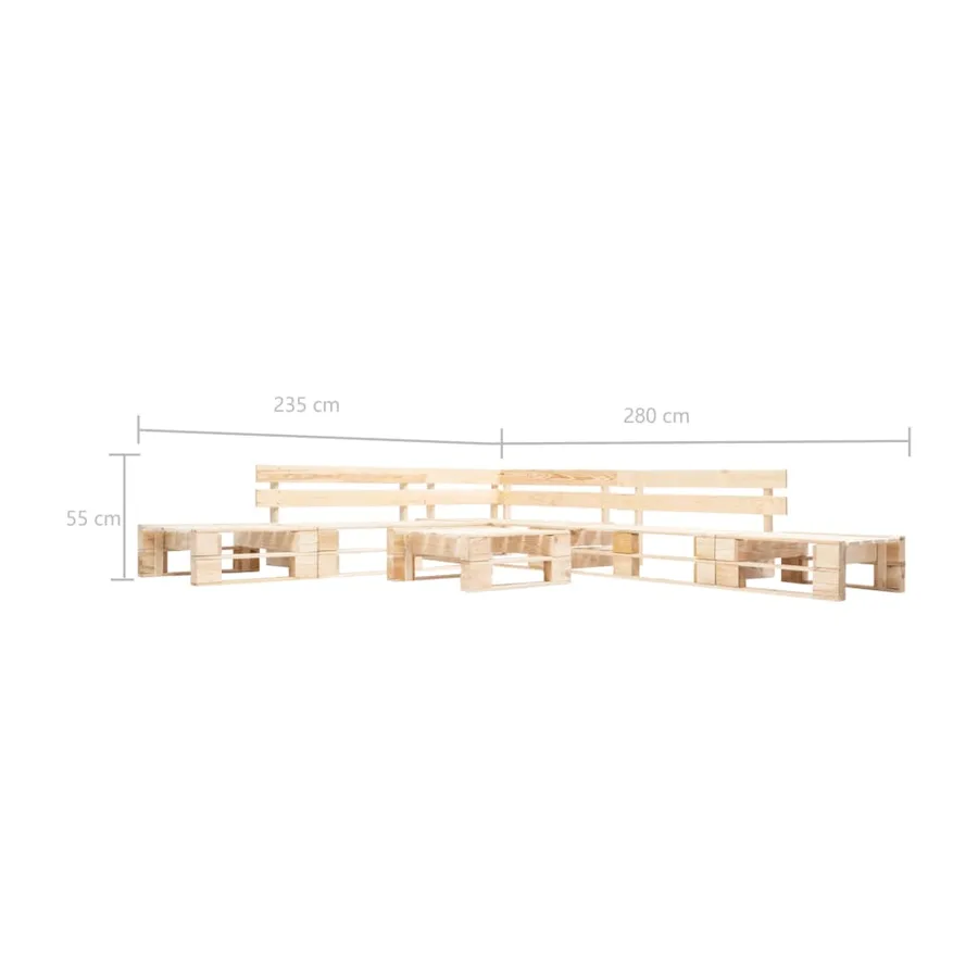Salon de jardin palette 6 pcs naturel bois - 3