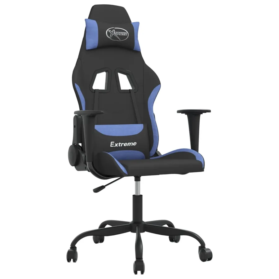 Chaise de jeu de massage Noir et bleu Tissu - 2