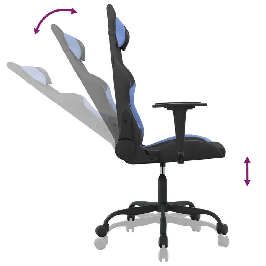 Chaise de jeu de massage Noir et bleu Tissu - 6