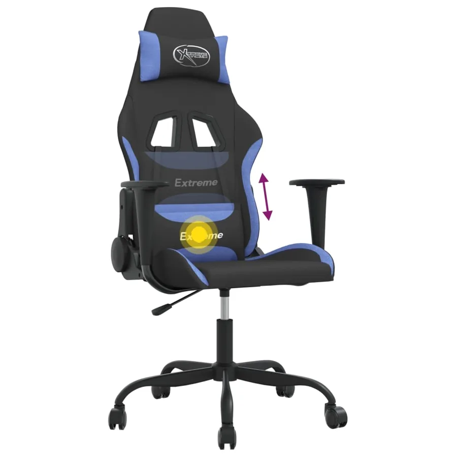 Chaise de jeu de massage Noir et bleu Tissu - 7