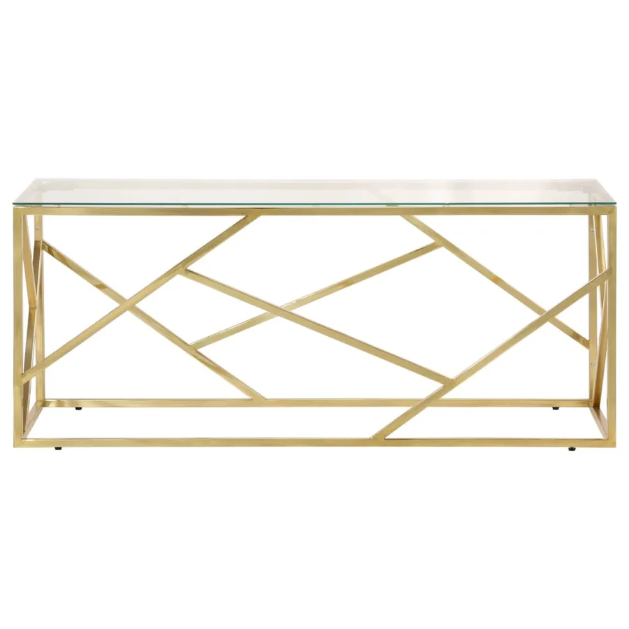 Table basse doré acier inoxydable et verre trempé - 3