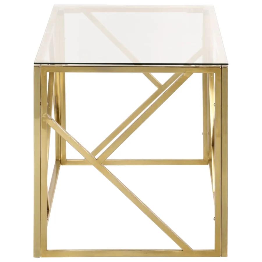 Table basse doré acier inoxydable et verre trempé - 4