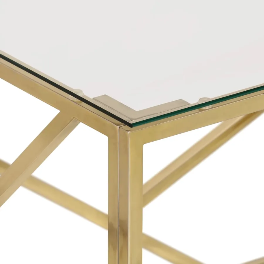Table basse doré acier inoxydable et verre trempé - 5