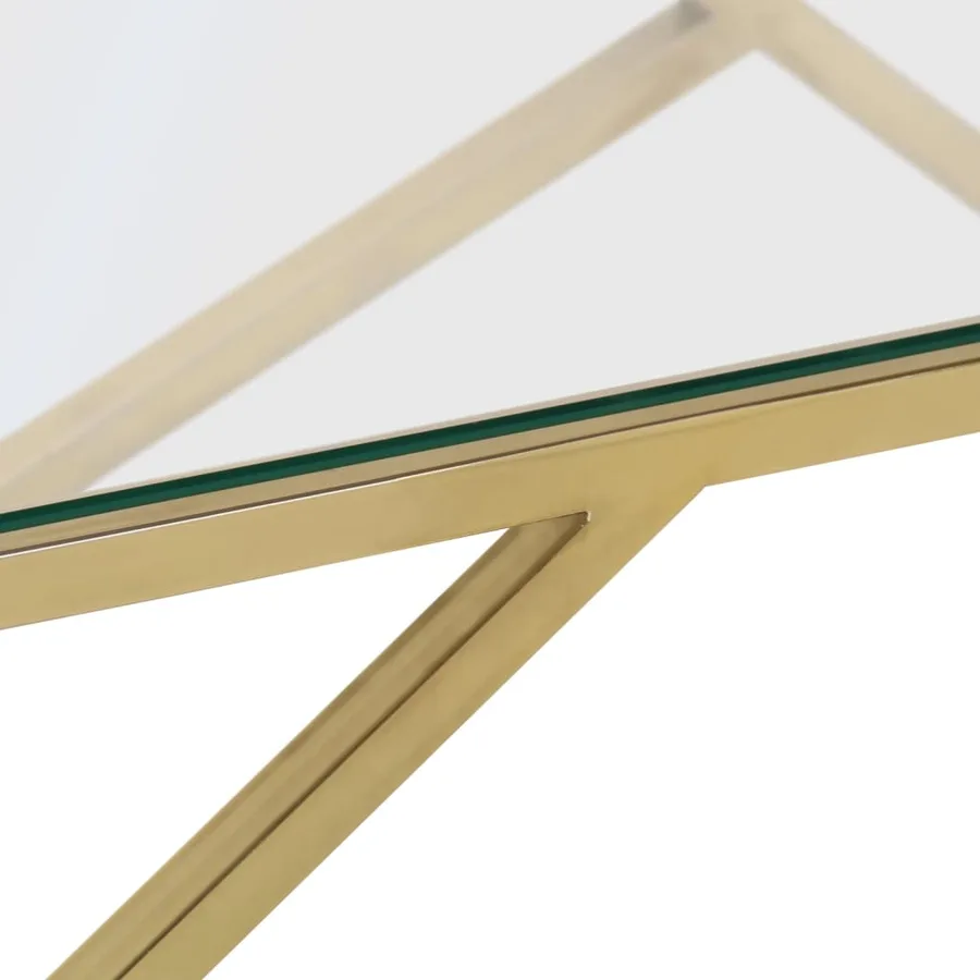 Table basse doré acier inoxydable et verre trempé - 7
