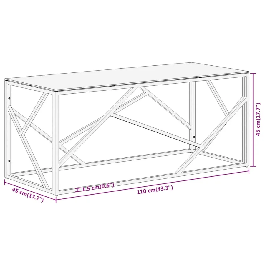 Table basse doré acier inoxydable et verre trempé - 8
