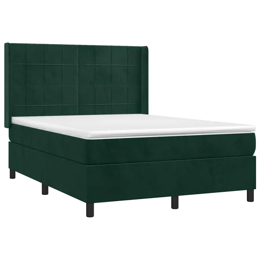 Sommier à lattes de lit matelas et LED Vert foncé 140x200 cm - 4