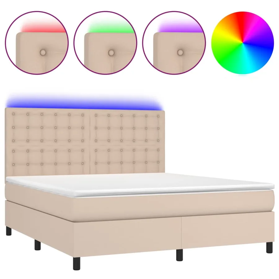 Sommier à lattes de lit avec matelas LED Cappuccino 160x200 cm - 2