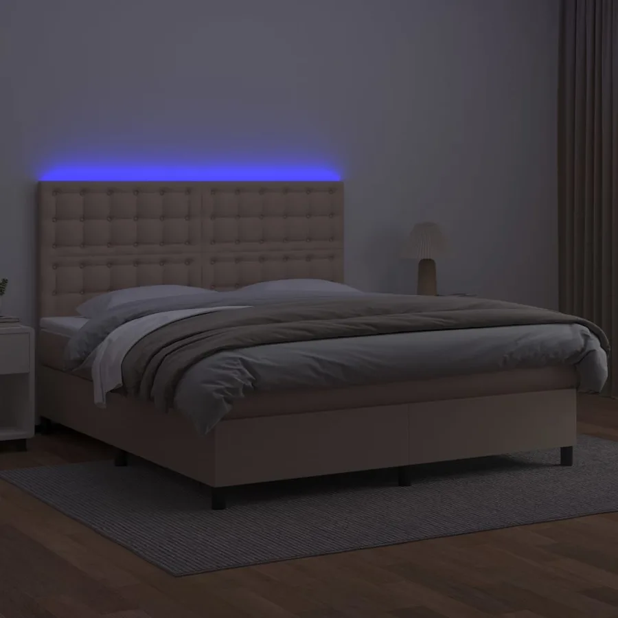 Sommier à lattes de lit avec matelas LED Cappuccino 160x200 cm - 4
