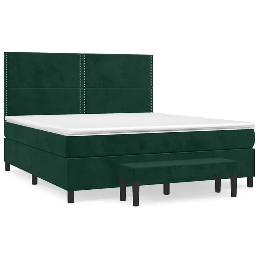 Sommier à lattes de lit et matelas Vert foncé 180x200cm Velours - 2