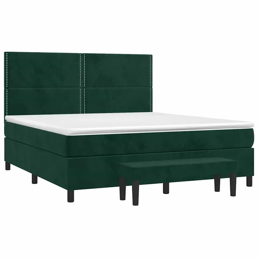 Sommier à lattes de lit et matelas Vert foncé 180x200cm Velours - 3