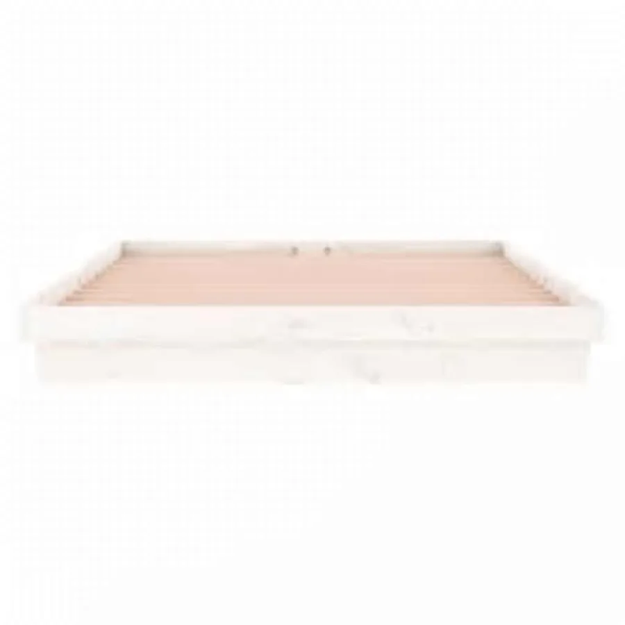 Cadre de lit à LED sans matelas blanc 160x200 cm bois massif - 7