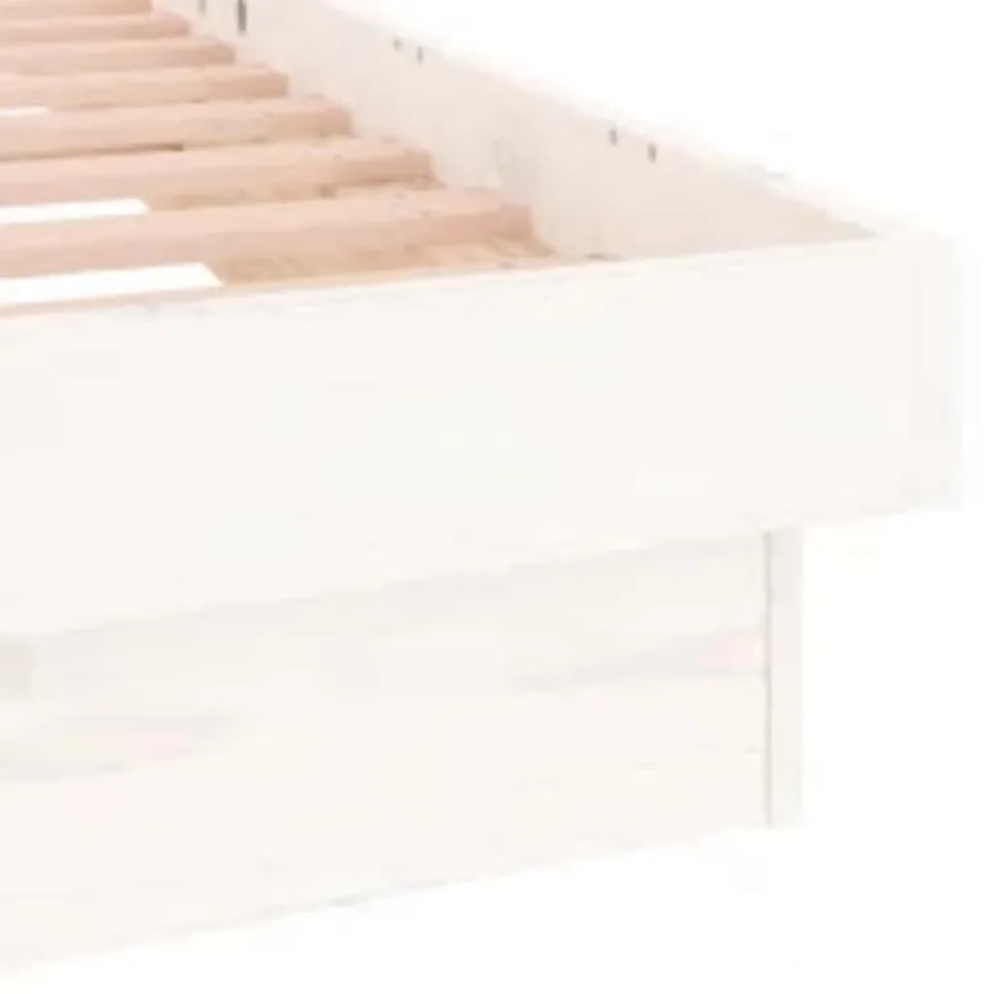 Cadre de lit à LED sans matelas blanc 160x200 cm bois massif - 9