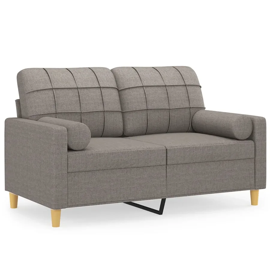 Canapé 2 places avec oreillers décoratifs taupe 120 cm tissu - 2