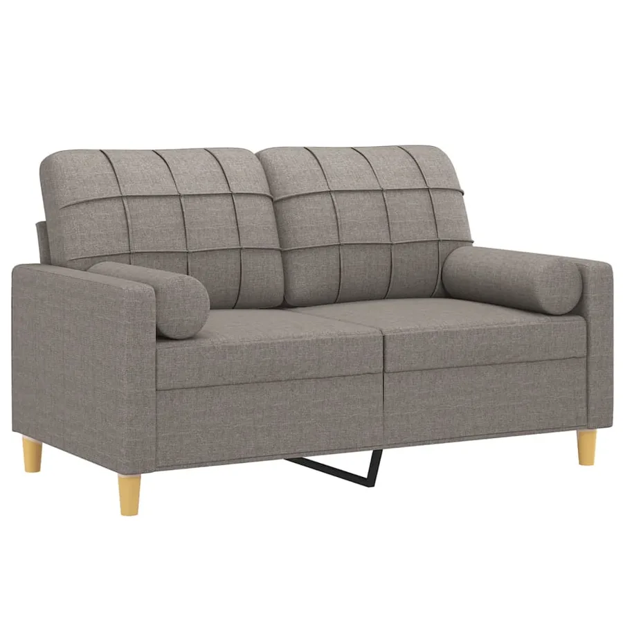 Canapé 2 places avec oreillers décoratifs taupe 120 cm tissu - 3