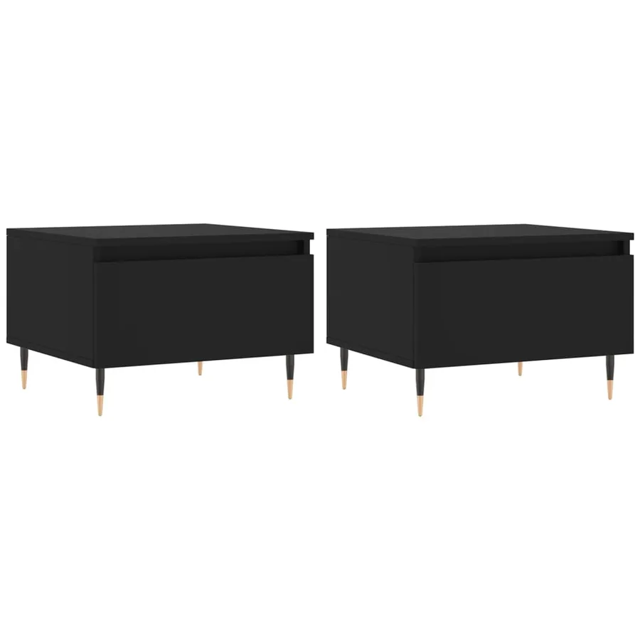 Tables basses 2 pcs noir 50x46x35 cm bois d'ingénierie - 2