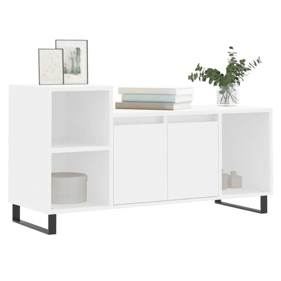 Meuble TV Blanc 100x35x55 cm Bois d'ingénierie - 3