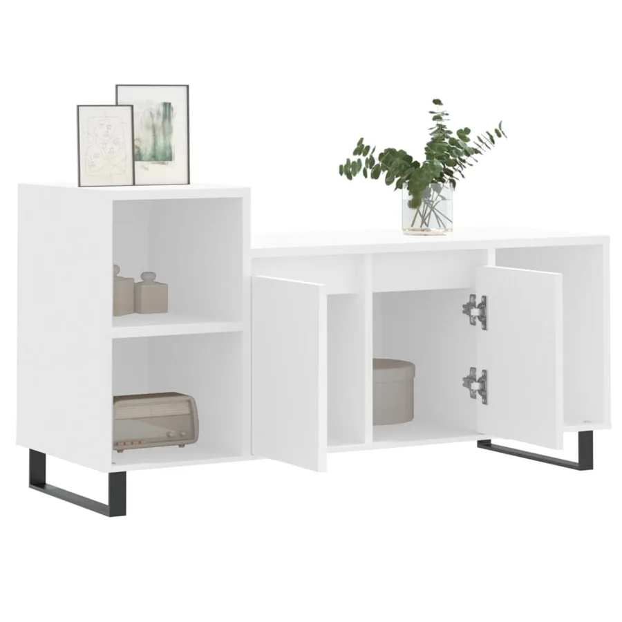 Meuble TV Blanc 100x35x55 cm Bois d'ingénierie - 4