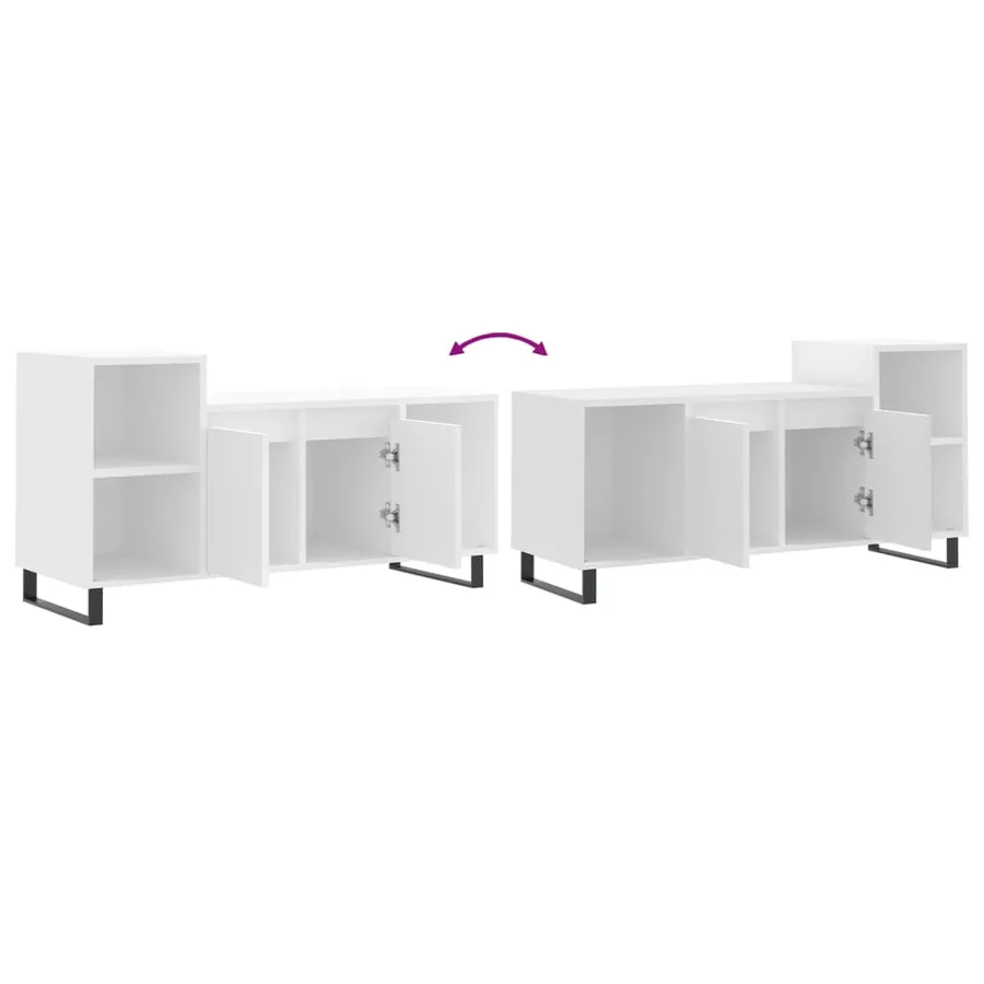 Meuble TV Blanc 100x35x55 cm Bois d'ingénierie - 9