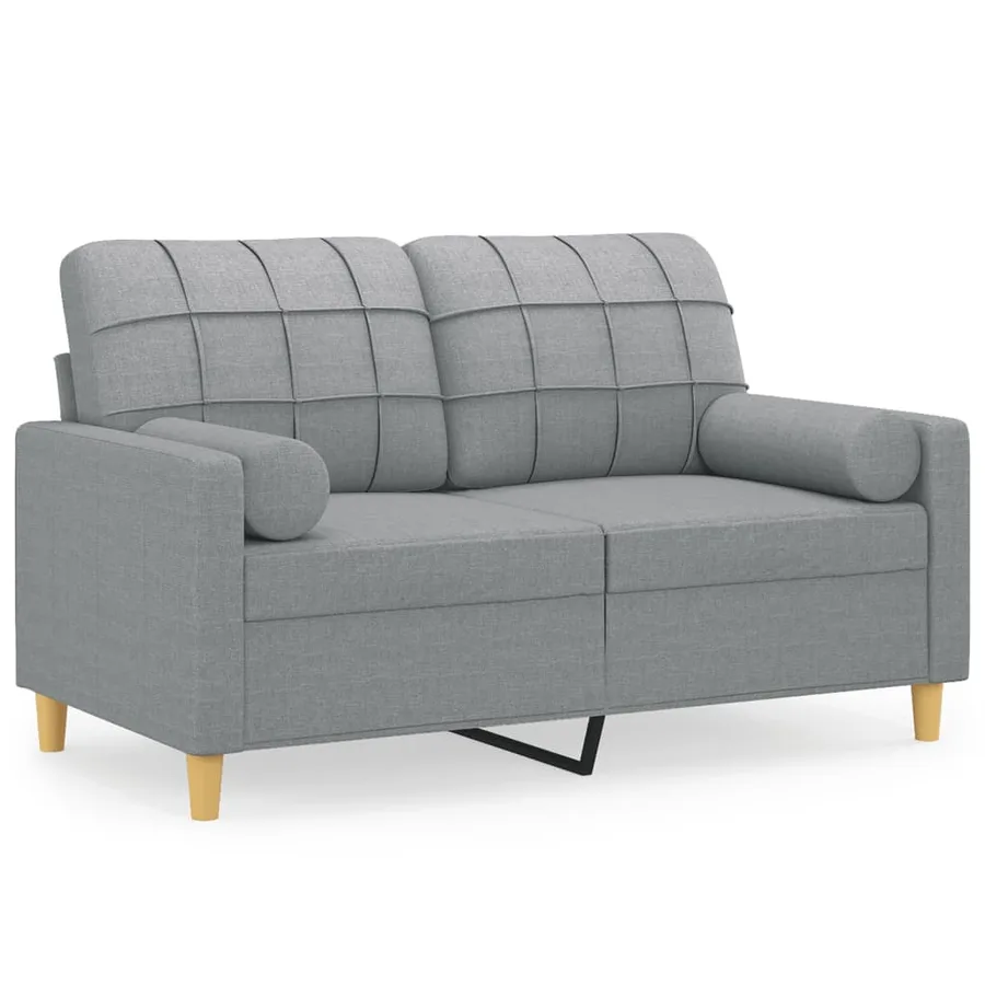 Canapé 2 places avec oreillers gris clair 120 cm tissu - 2