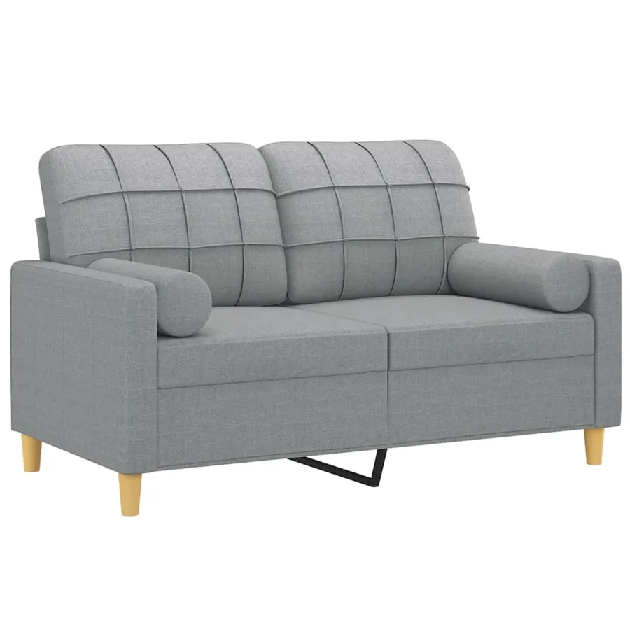 Canapé 2 places avec oreillers gris clair 120 cm tissu - 3