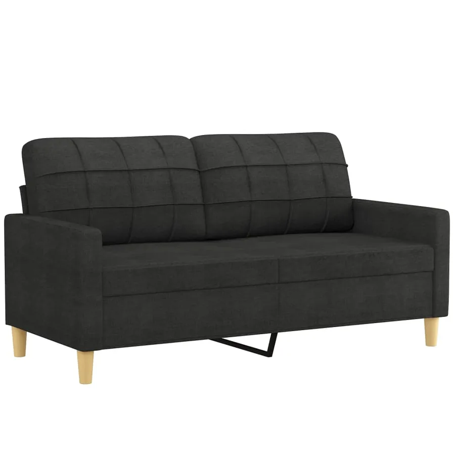 Ensemble de canapés 2 pcs avec coussins noir tissu - 4