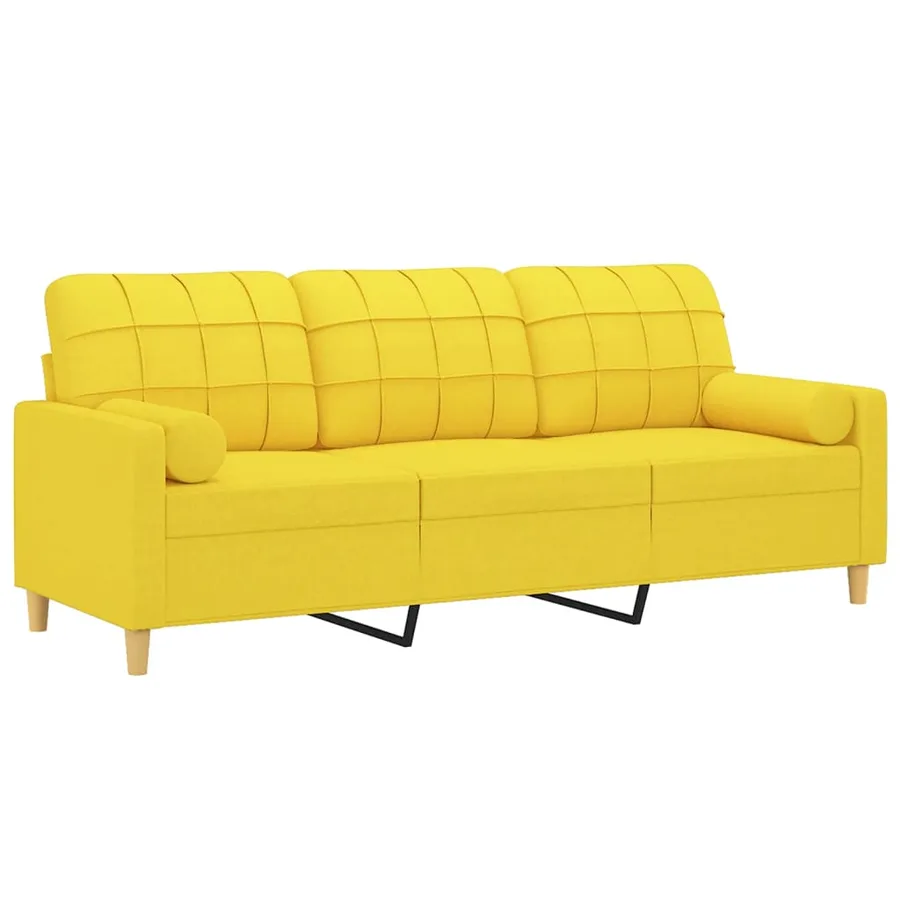 Canapé 3 places avec oreillers jaune clair 180 cm tissu - 3