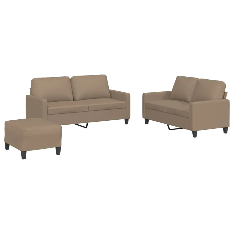 Ensemble de canapés 3 pcs avec coussins Cappuccino Similicuir - 2