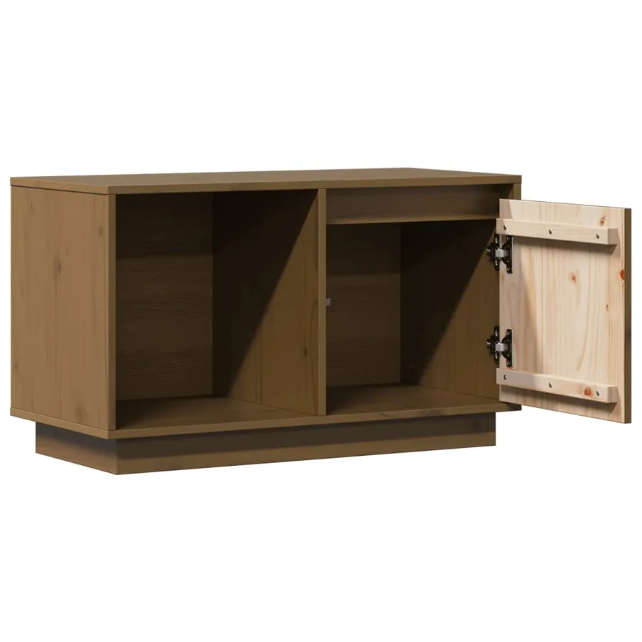 Meuble TV Marron miel 74x35x44 cm Bois de pin massif - 5