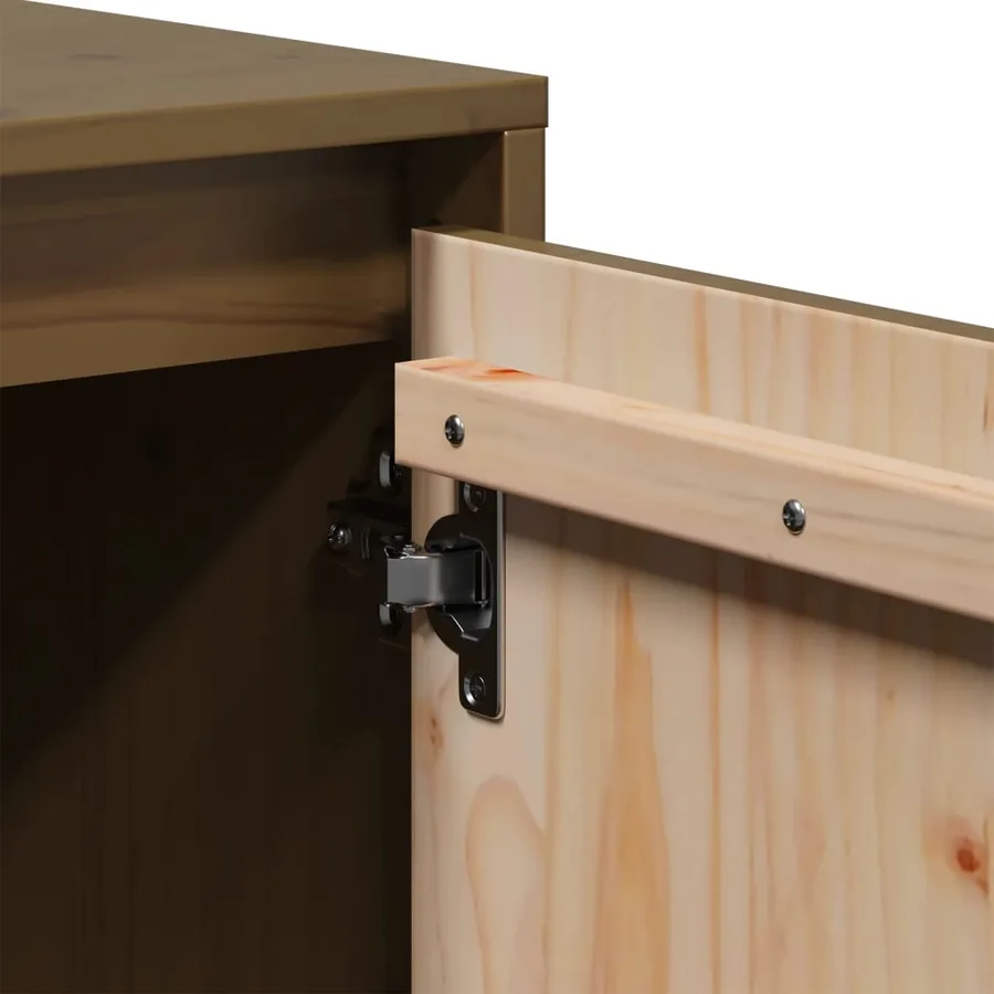 Meuble TV Marron miel 74x35x44 cm Bois de pin massif - 9