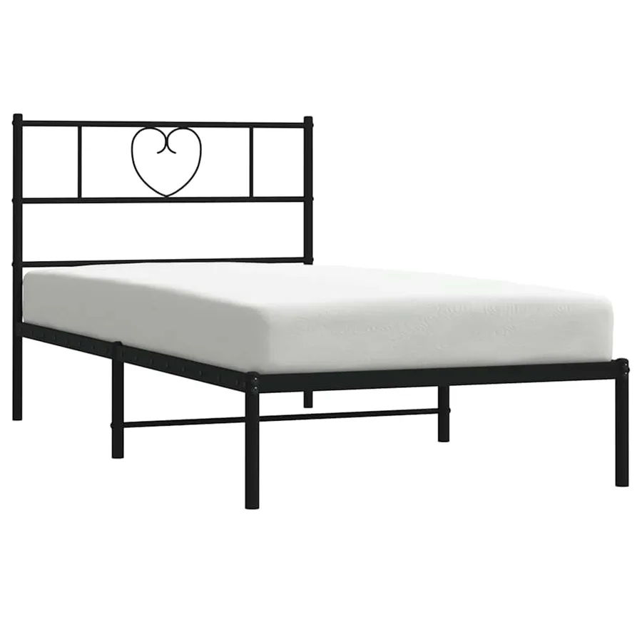 Cadre de lit métal sans matelas avec tête de lit noir 100x190cm - 3