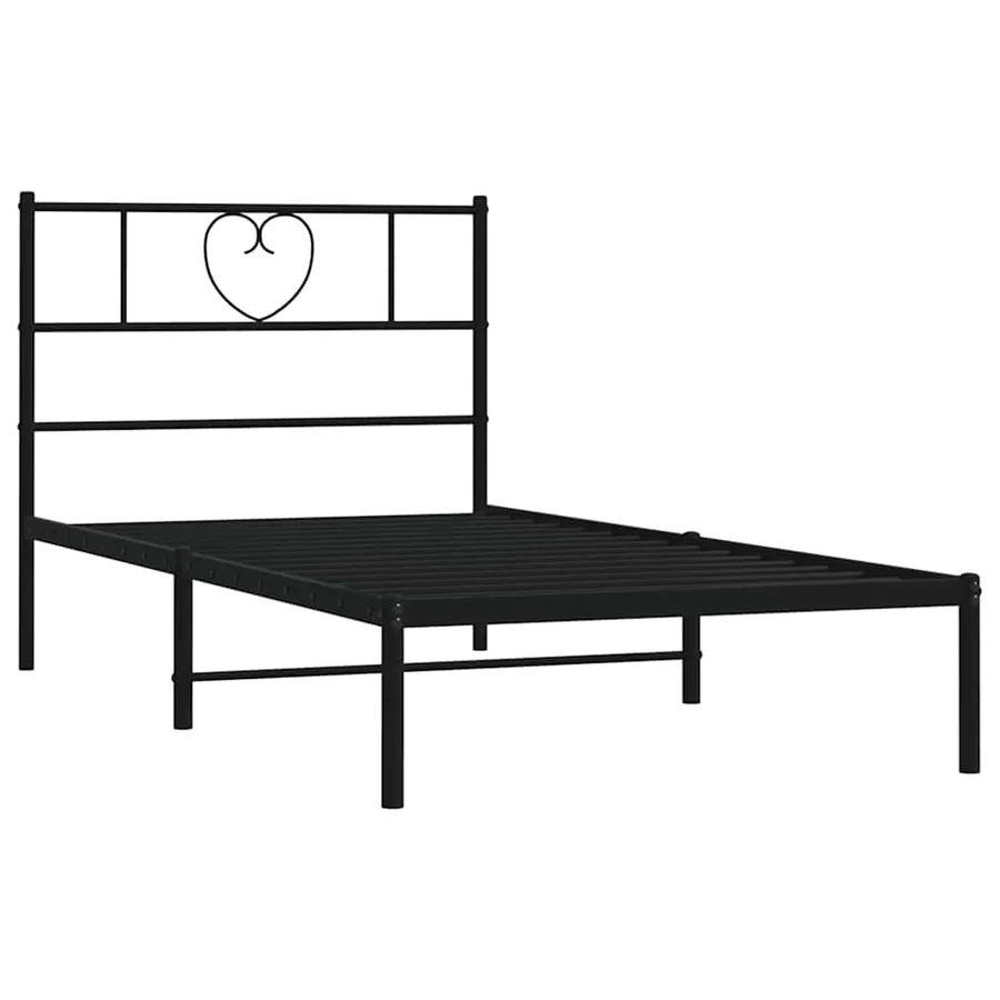 Cadre de lit métal sans matelas avec tête de lit noir 100x190cm - 5