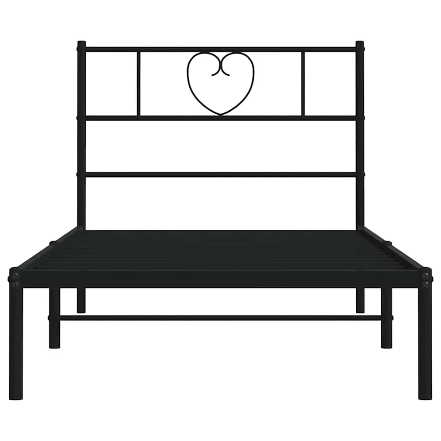Cadre de lit métal sans matelas avec tête de lit noir 100x190cm - 6